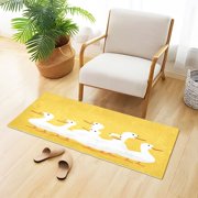 Cartoon White Duck Family Plush Carpet Non Slip Runner Rug Absorbent Bath Mat 39 x 20