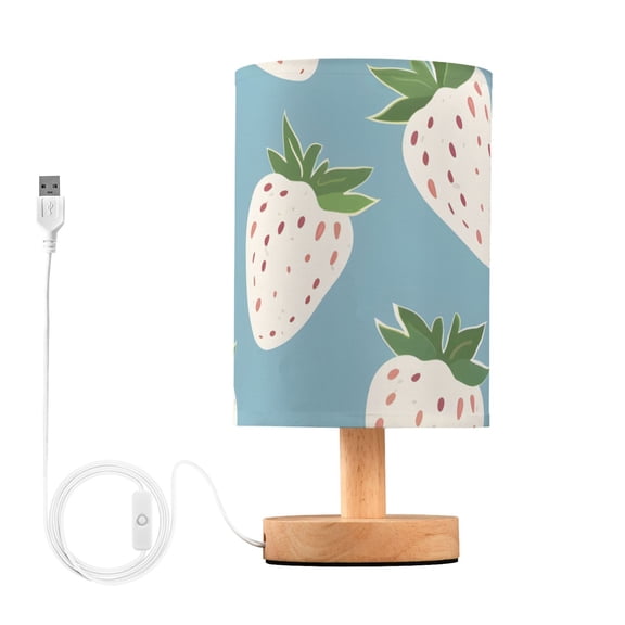 Cartoon White Strawberries Table Lamp with USB Port LED Warm Light Lamp Night Light Home Decor