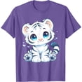 thumbnail image 1 of Cartoon White Tiger Cute Softstyle Unisex T-Shirt,Purple Heather Color,Size XL, 1 of 5