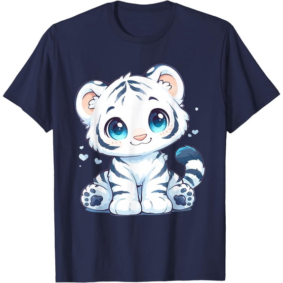 Cartoon White Tiger Cute Softstyle Unisex T-Shirt