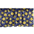 thumbnail image 1 of Cartoon Window Valance Pack of 2, Funny Night Sky Chipper Moons and Stars Sleeping Time Abstract Cartoon, Rod Pocket Curtain Valances Kitchen Bedroom, 54" X 12", Navy Blue Orange Yellow, by Ambesonne, 1 of 3