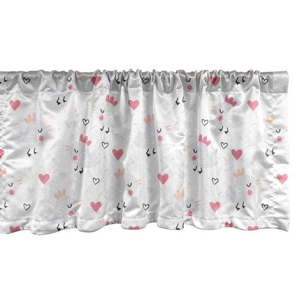 Ambesonne Cartoon Valance Pack of 2, Pastel Funny Animals Art, 54"X18", Peach Pink and Pale Pink