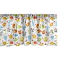 thumbnail image 1 of Ambesonne Cartoon Valance Pack of 2, Animals with First Letter, 54"X18", White Pale Taupe and Orange, 1 of 3