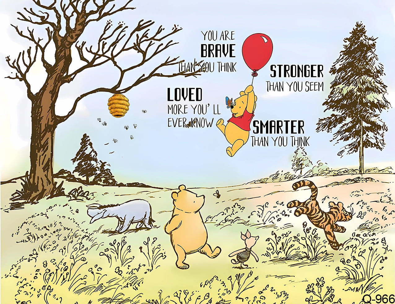 Cartoon Winnie The Pooh Photography Backdrops Boys Baby Shower 1st