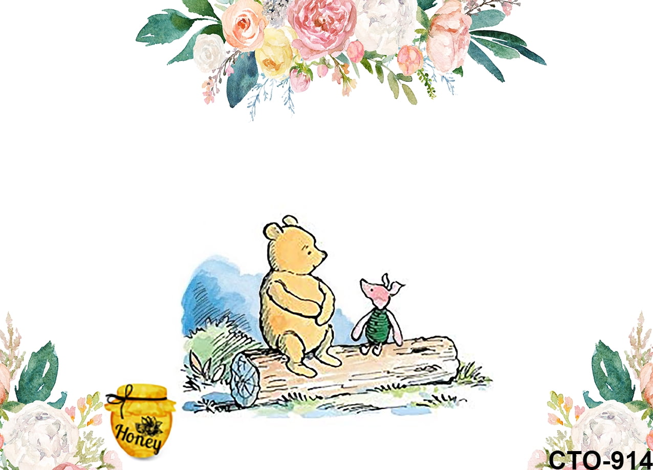 Cartoon Winnie The Pooh Photography Backdrops Boys Baby Shower 1st