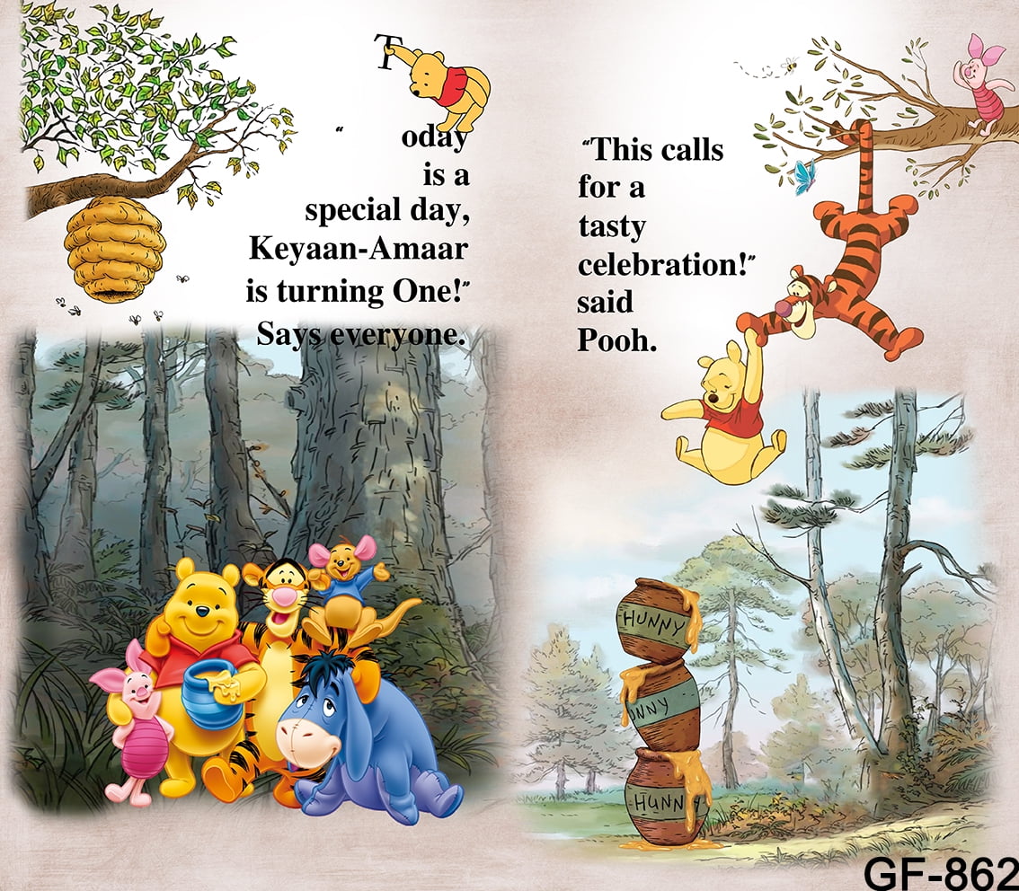 Cartoon Winnie The Pooh Photography Backdrops Boys Baby Shower 1st