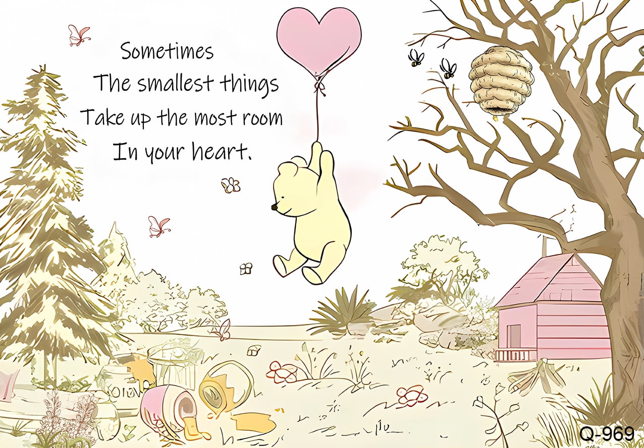 Cartoon Winnie The Pooh Photography Backdrops Boys Baby Shower 1st