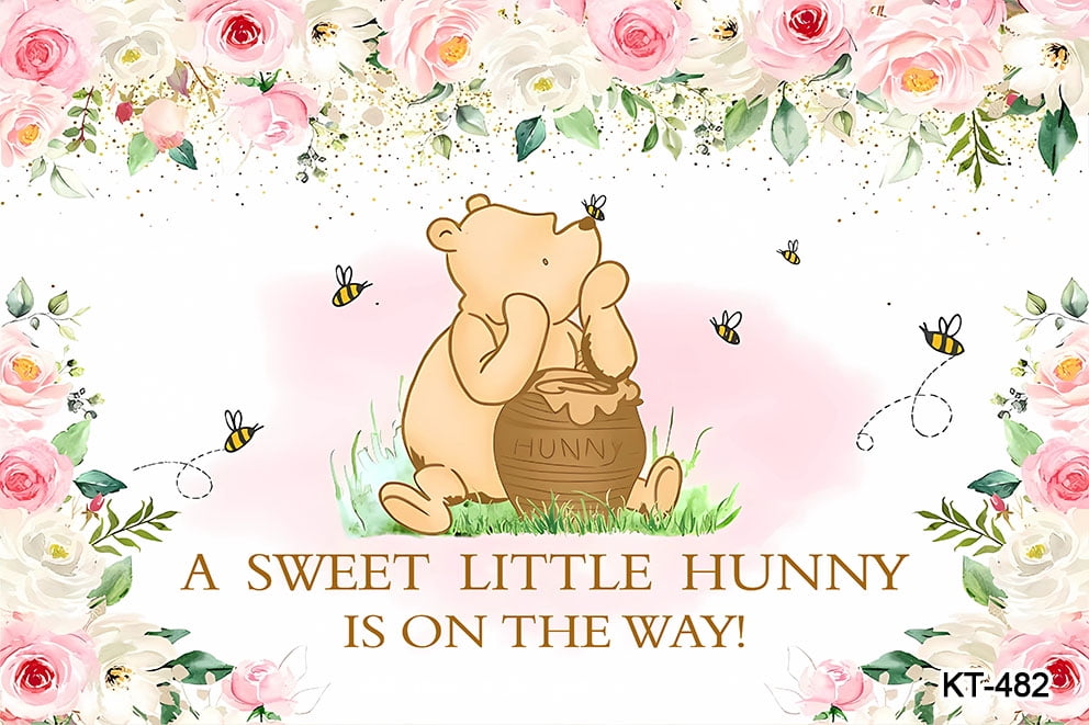 Cartoon Winnie The Pooh Photography Backdrops Boys Baby Shower 1st