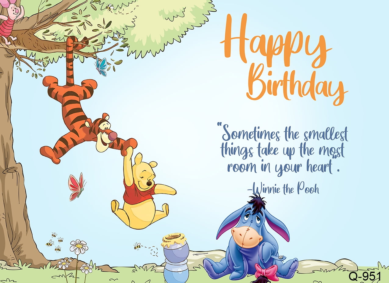 Cartoon Winnie The Pooh Photography Backdrops Boys Baby Shower 1st