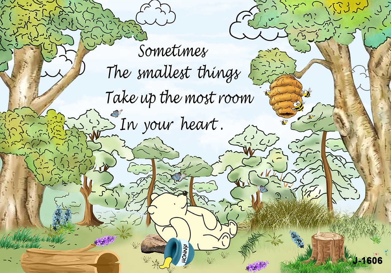 WINNIE THE POOH Backdrop Baby Birthday Party Background Banner Balloon