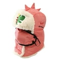 thumbnail image 1 of Cartoon Winter Hats Ski Cap for Girls Boys Windproof Thermal Fleece Trapper Hat with Earflap Face Warmer,Color:Pink, 1 of 4