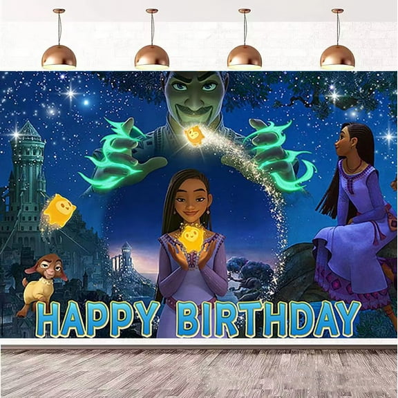 Cartoon Wish Birthday Backdrop Banner Party Supplies Happy Birthday Party Decorations 35''×30''