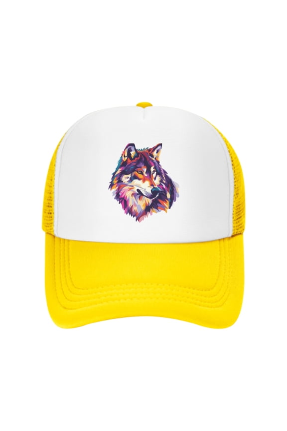 Cartoon Wolf Unisex Trucker Hats for Men Women Adjustable Casual Baseball Caps for Outdoor Activities Dad Cap