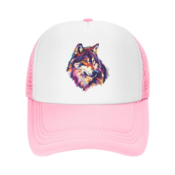 Cartoon Wolf Unisex Trucker Hats for Men Women Adjustable Casual Baseball Caps for Outdoor Activities Dad Cap