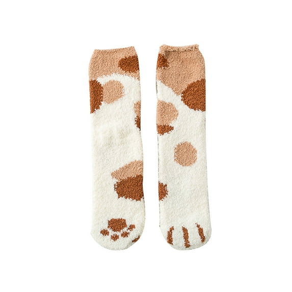 Cartoon Women Autumn Winter Cats Paws Coral Fleece Homewear Warm Floor Socks