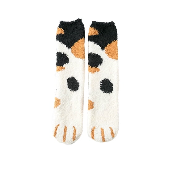 Cartoon Women Autumn Winter Cats Paws Coral Fleece Homewear Warm Floor Socks