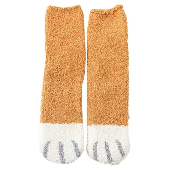 Cartoon Women Autumn Winter Cats Paws Coral Fleece Homewear Warm Floor Socks