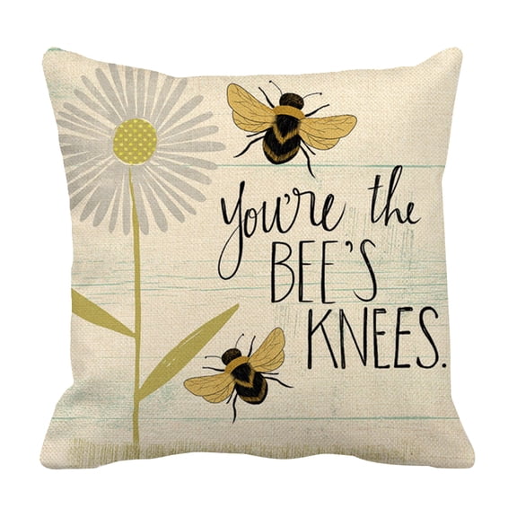 Cartoon Yellow Bee Modern Minimalist Style Linen Encryption Fine Linen Pillowcase Cushion Cover Picture 4 45*45Cm