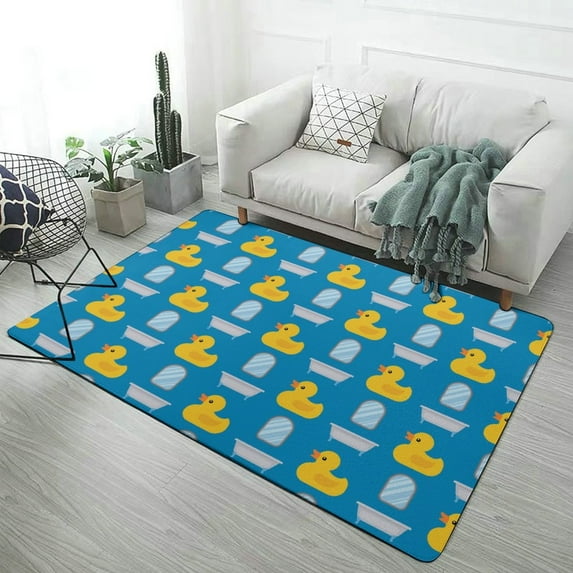 Cartoon Yellow Duck Pattern Area Rugs Carpet Suitable for Living Room Kitchen Bedroom Laundry Room Home Decorations