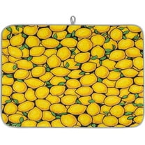 Cartoon Yellow Lemons Dish Drying Mat Kitchen Counter Mat 18" x 24" Microfiber Absorbent Dry Mat for Coffee Bar Non-Slip Dishes Pad
