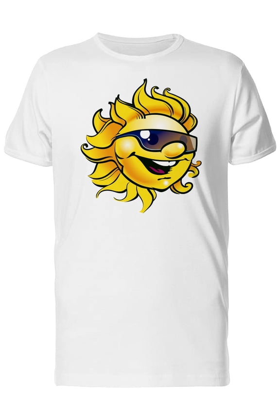 Cartoon Yellow Sun With Glasses T-Shirt Men -Image by Shutterstock, Male Medium