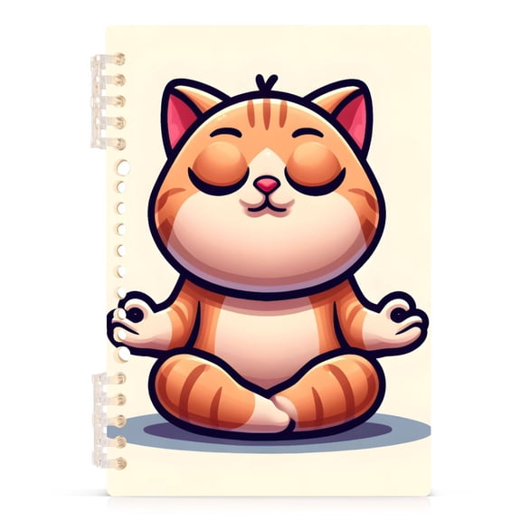Cartoon Yoga Cat Notebooks 1-subject Journal 60 Sheets A5 College Ruled Paper Detachable Ring 8.3"x5.7"