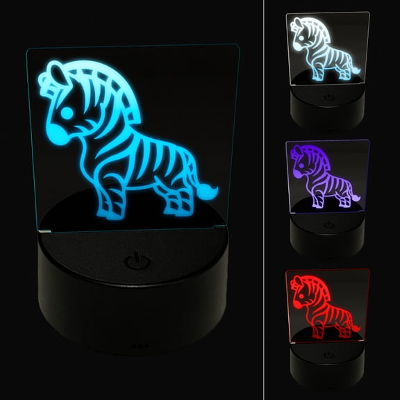 Cartoon Zebra LED Night Light Sign 3D Illusion Desk Nightstand Lamp