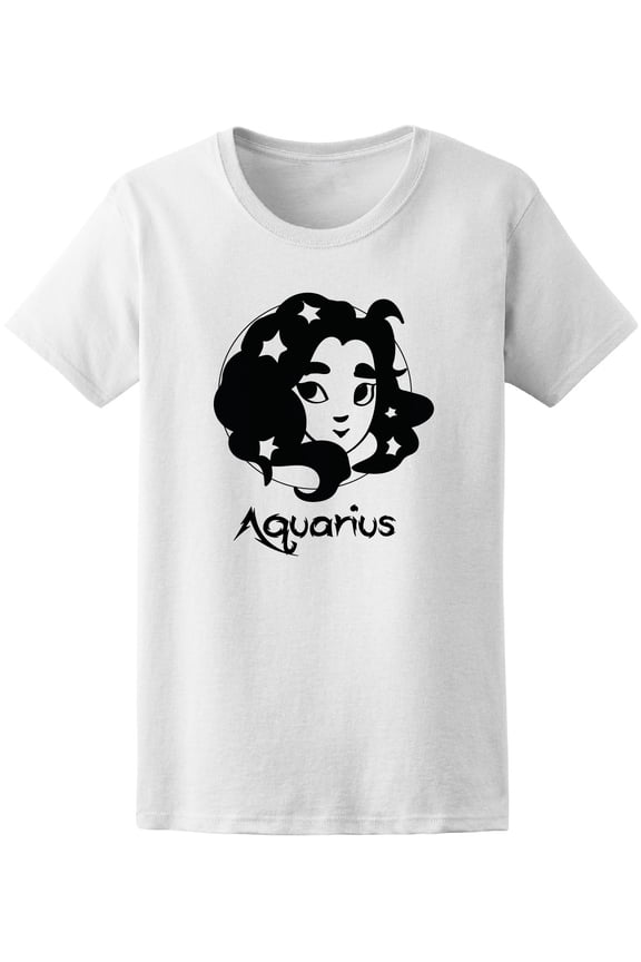 Cartoon Zodiac Sign Aquarius Women T-Shirt - Image by Shutterstock, Female Medium