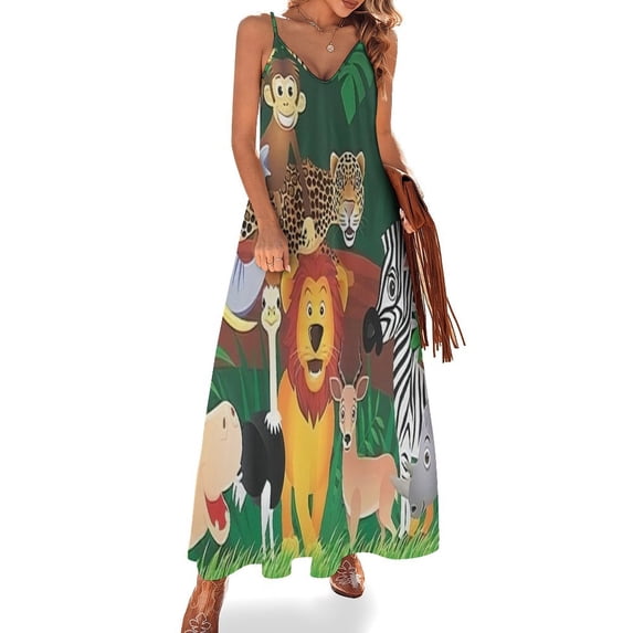Cartoon Zoo Sleeveless Dress Loose Women's Dress Dresses Luxury Evening Dresses