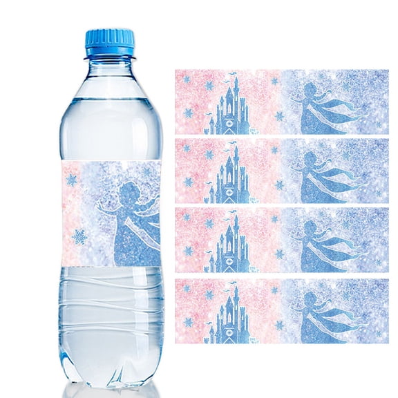 Cartoon and anime water bottle labels, 50 sheets Ice Castle of waterproof beverage bottle stickers, suitable for birthday parties, baby showers, and themed party decorations