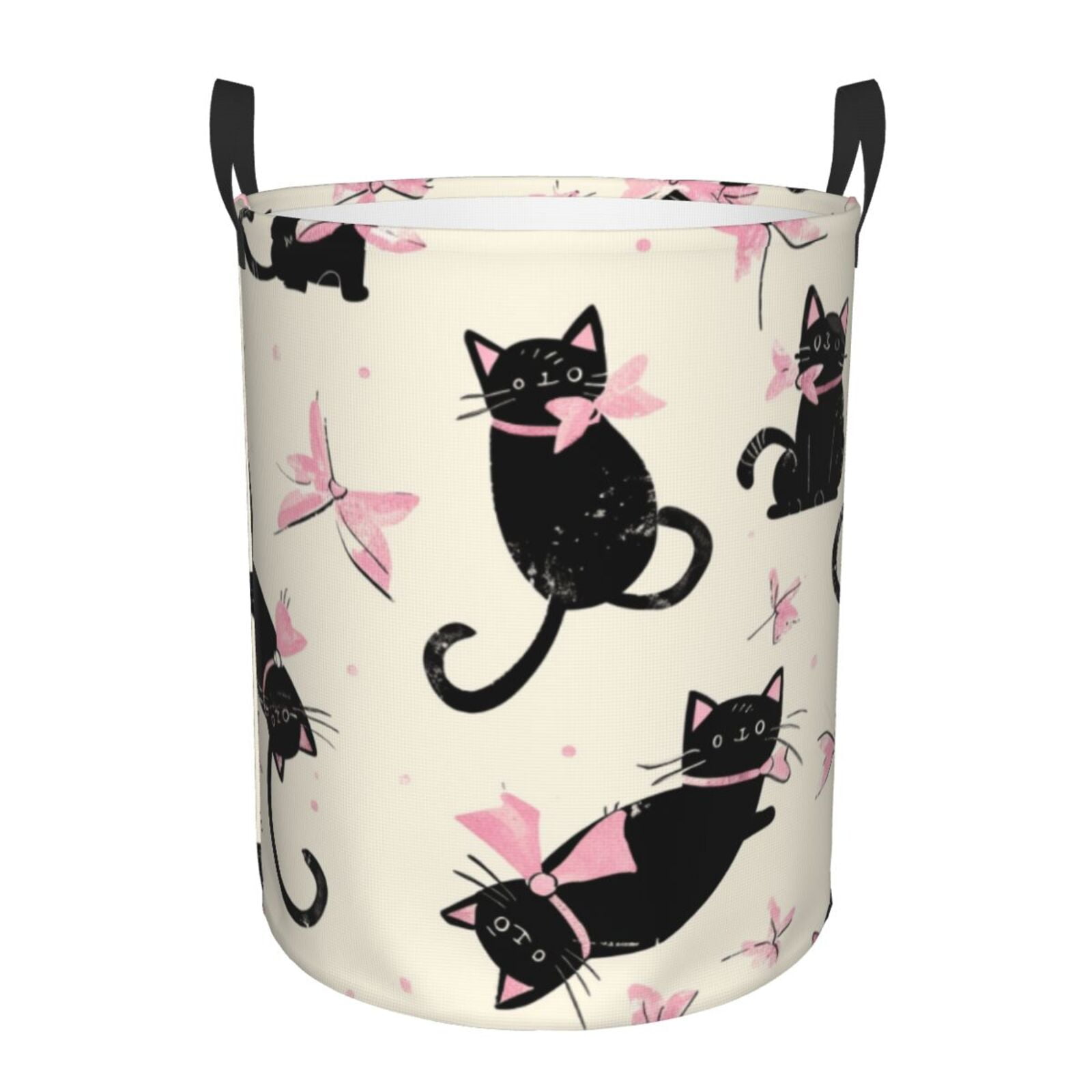 Cartoon art chart basket with handle, circular laundry basket