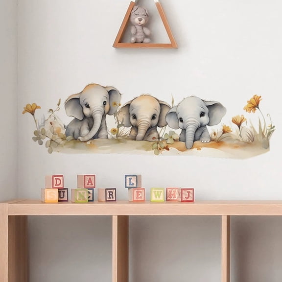 Cartoon baby elephant family of three children's bedroom kindergarten wall beautification decorative wall stickers