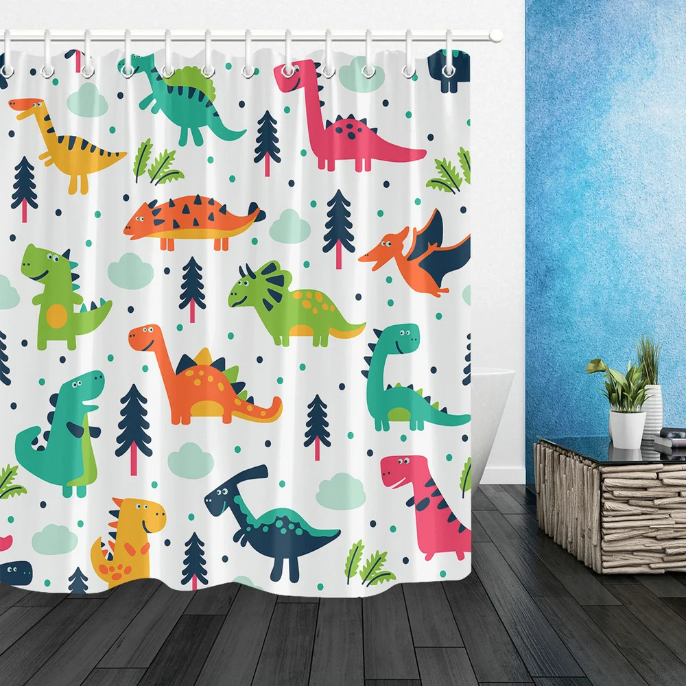 Cartoon dinosaur shower curtain Bath Screen kids bathroom curtains waterproof Polyester Home Decoration With