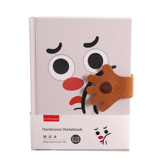 Exquisite PU Notebook Cute Smiling Face Hardcover Notepad Travel Journal Diary for School Office Note Taking Writing