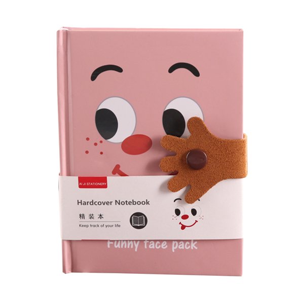 Exquisite PU Notebook Cute Smiling Face Hardcover Notepad Travel Journal Diary for School Office Note Taking Writing