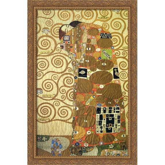 Cartoon for the Frieze of the Villa Stoclet in Brussels Fulfillment 26x40 Large Gold Ornate Wood Framed Canvas Art by Gustav Klimt