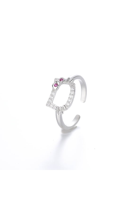 Cartoon hello cat adjustable ring 2024 Charming white silver