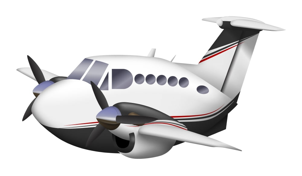 Cartoon illustration of a Beechcraft King Air Canvas Art - InkwormStocktrek Images (19 x 11)
