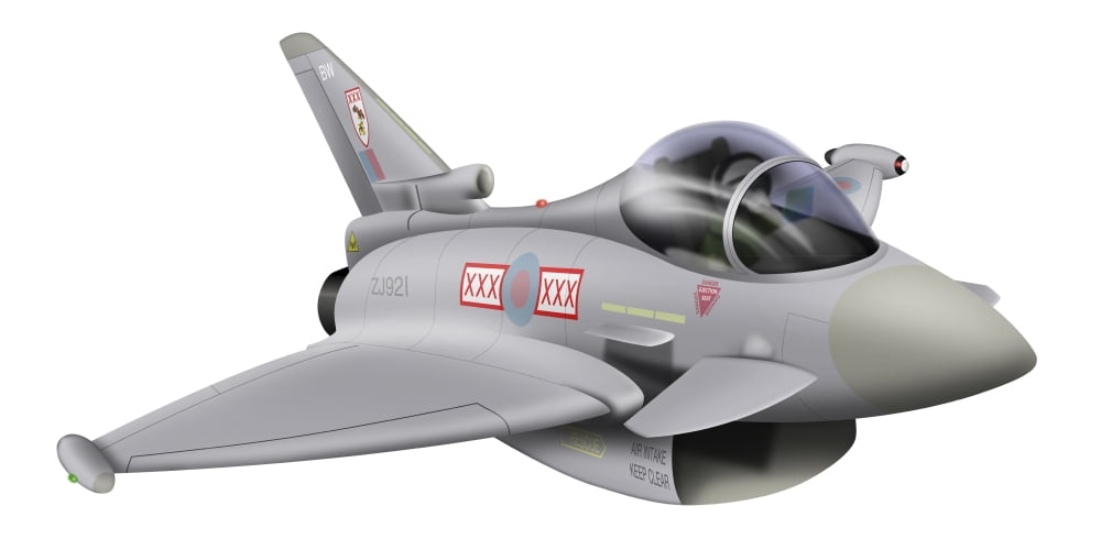 Cartoon illustration of a Royal Air Force Eurofighter Typhoon Canvas Art - InkwormStocktrek Images (20 x 10)