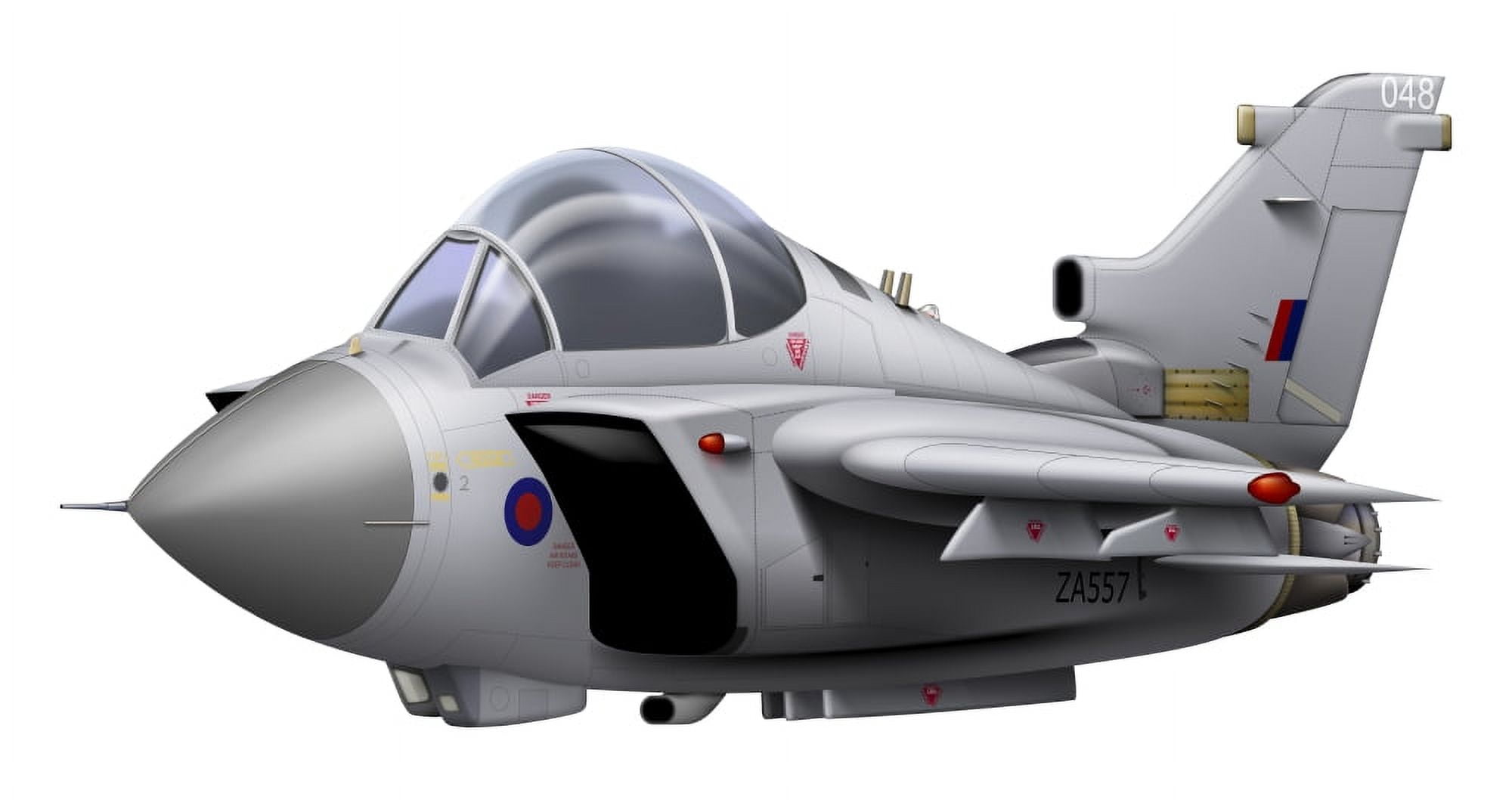 Cartoon illustration of a Royal Air Force Tornado airplane Canvas Art - InkwormStocktrek Images (39 x 21)
