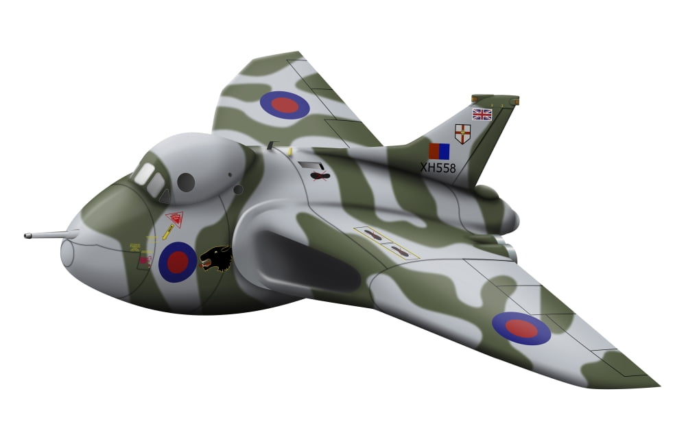 Cartoon illustration of a Royal Air Force Vulcan bomber Canvas Art - InkwormStocktrek Images (18 x 12)