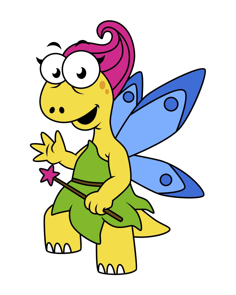 Cartoon illustration of a fairysaur dinosaur Canvas Art - Stocktrek Images (26 x 32)