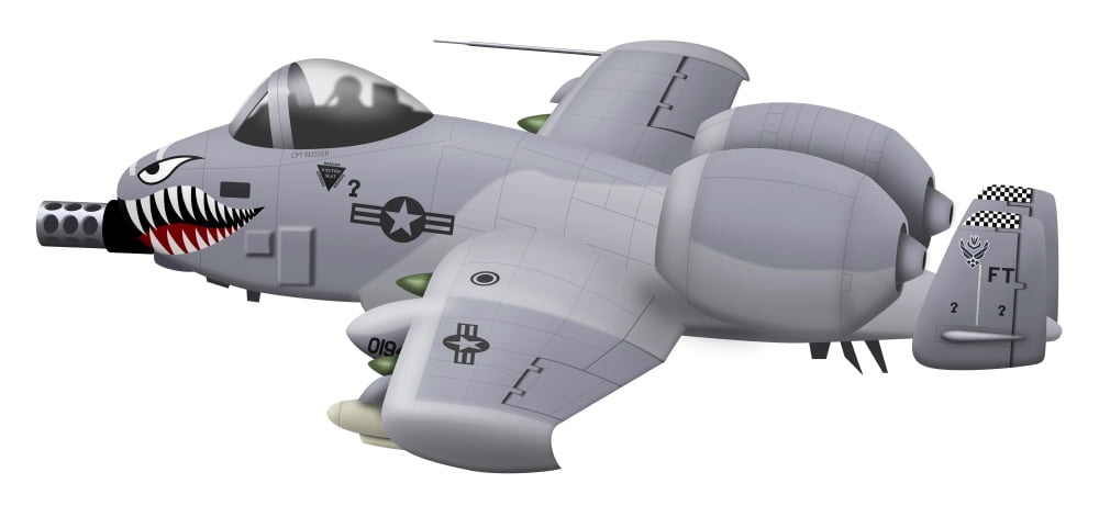 Cartoon illustration of an A-10 Thunderbolt II Canvas Art - InkwormStocktrek Images (41 x 20)