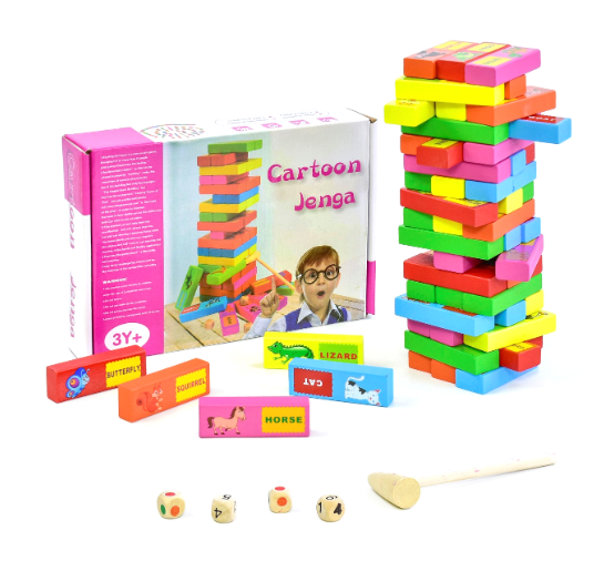 Cartoon jenga -Themed Stacking Blocks Game  Fun Tower Toy for Kids and Family