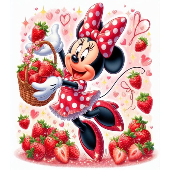 Cartoon mouse Diamond Art Kits for Adults Funny Diamond Painting Kit for Beginner Strawberry 5D DIY Diamond Dots Full Drill Crafts for Gem Art Dot Art for Adults Home Wall Decor for Teens 12x16 in