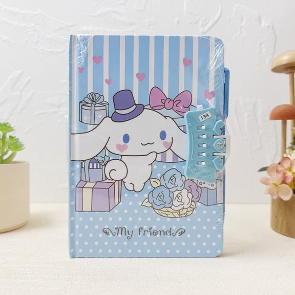 Cartoon password primary cute notebook with lock diary notepad.