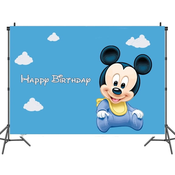 Cartoon playground mouse theme backdrop,Blue Mickey Birthday party supplies decoration, cute anime mouse theme photo baby shower backdrop, mouse banner 5 x 3 feet