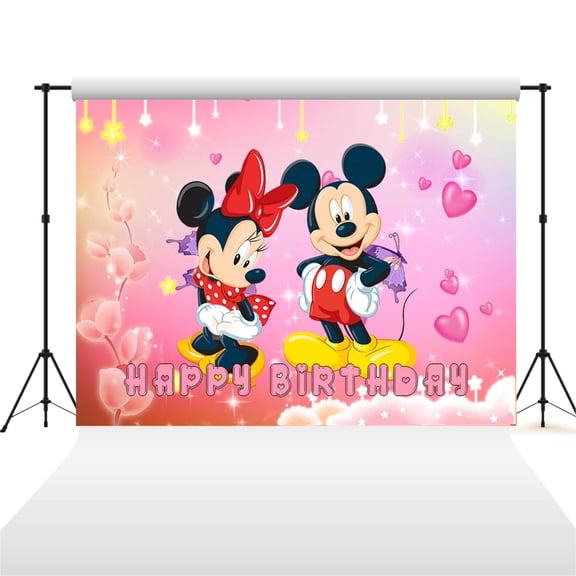 Cartoon playground mouse theme backdrop,Butterfly cartoon mouse Birthday party supplies decoration, cute anime mouse theme photo baby shower backdrop, mouse banner 5 x 3 feet