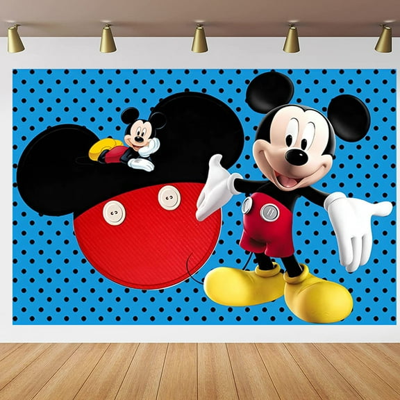 Cartoon playground mouse theme backdrop,Button Mickey Birthday party supplies decoration, cute anime mouse theme photo baby shower backdrop, mouse banner 5 x 3 feet