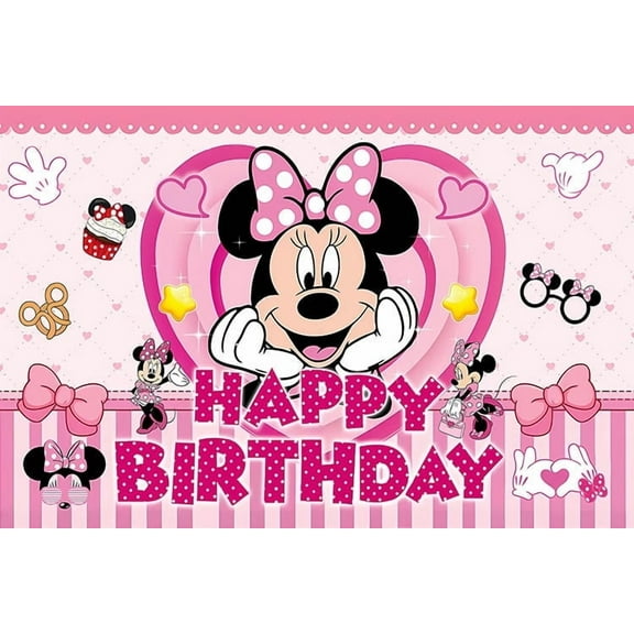 Cartoon playground mouse theme backdrop,Chin-resting Minnie Birthday party supplies decoration, cute anime mouse theme photo baby shower backdrop, mouse banner 5 x 3 feet